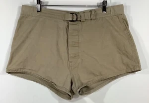 WWII U.S Military Navy Marine Khaki Cotton Swimmers Diver Trunks Shorts Named 36 - Picture 1 of 9