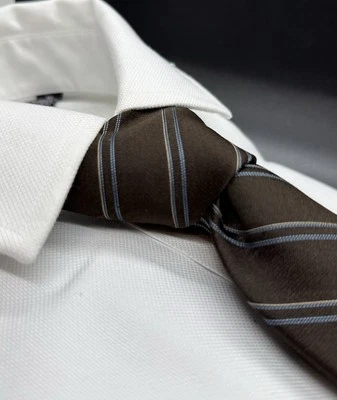 Corbata Oscar De La Renta Logo Rayas Marrón Azul De Colección Diseñador Retro 55.5/3.25 Foto 1 de 4