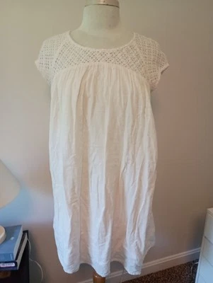 Vestido Merona Algodón Lino-look Línea A Blanco Sin Mangas S Foto 1 de 4