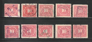 Scott # R234, Used, 10¢ Documentary, Hand-Stamped Cancels, 10 Different - Picture 1 of 2