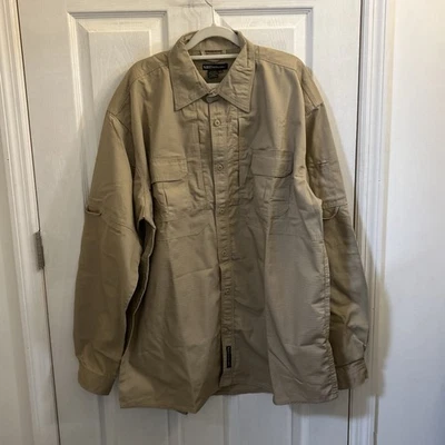 NEW 5.11 Tactical Series Taclite Pro Shirt Men’s Khaki 3XL Long Sleeve Ripstop - Image 1 of 4