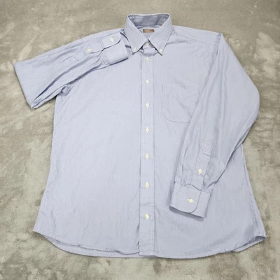Camisa de vestir Gitman dorada para hombre 16,5 35 azul a rayas abotonada hecha en EE. UU. Foto 1 de 4