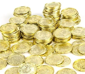 300  Plastic Pirate Gold Play Toy Coins Birthday Party Favors Pinata Money Coin - Picture 1 of 1