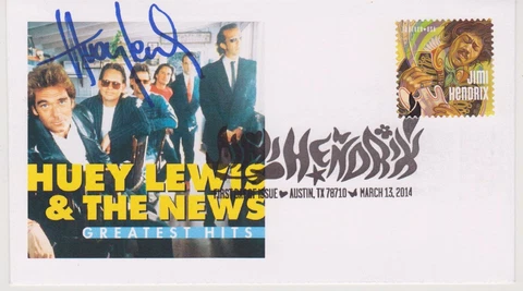 SIGNED HUEY LEWIS FDC AUTOGRAPHED FIRST DAY COVER HUEY LEWIS & THE NEWS Cover