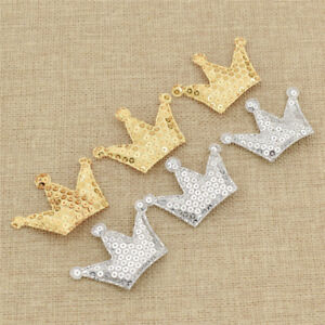 10 Pcs Crown Sequins Patches Appliques DIY Handmade Sewing Clothes Bags Badge