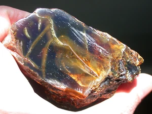 Bellissima pietra preziosa fossile viola arancio giallo AMBRA pezzo molto grande 127 grammi - Foto 1 di 11