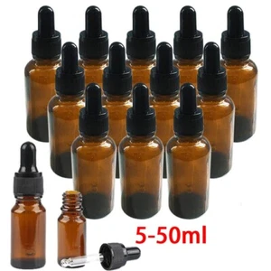 5-50ml 1-10Stk Braunglas Tropfflasche mit Pipette Ätherisches Öl nachfüllbar DE - Bild 1 von 15