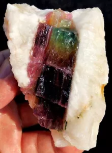 303g Esemplare Cristallo di Ghiaccio Tormalina Colore Anguria Naturale Ottimo ia4672 - Foto 1 di 15