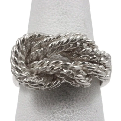 Solid 14K Women’s White Gold Ring Thick Love Knot Ring Rope Band - Image 1 of 4