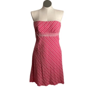 90s Y2K Self Esteem Junior Strapless Dress 3 Pink Stripe Cher Horowitz Twee - Bild 1 von 6