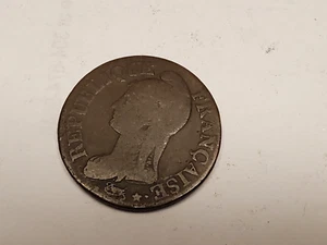 L'AN 8 (1799-1800) W FRANCE 5 CENTIMES COPPER COIN - Picture 1 of 13