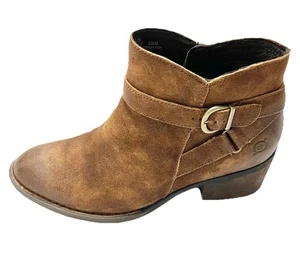 Born Binghamton Ankle Boots Womens 8.5M Brown Distressed Leather Suede Booties - Picture 1 of 15