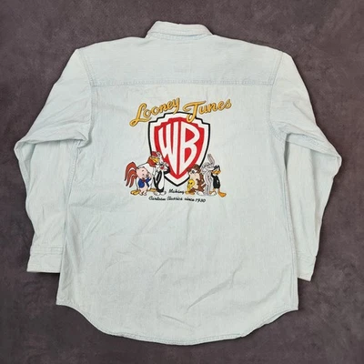 Camisa De Colección Looney Tunes Para Hombres Rayas Grandes Warner Bros Bordada Años 90 Clásica Foto 1 de 4