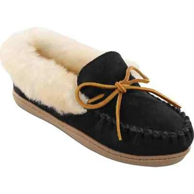 Zapatilla Minnetonka Alpine Mujer 5 Negra Gamuza Piel de Oveja Sin Cordones Mocasín JOBB394 Foto 1 de 4