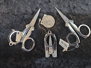 LOT OF 5 Mini Folding Scissors Travel car Metal Small Foldable Multi User Sewing - Picture 1 of 2