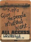 The KINKS 1982 Backstage Pass Louisville