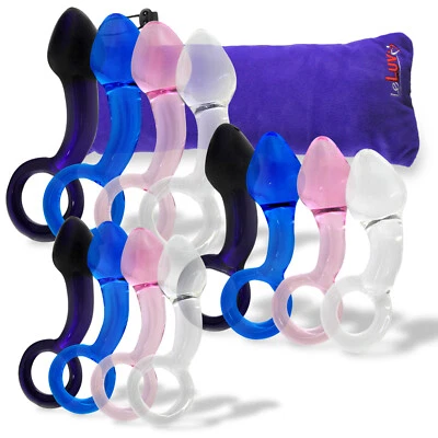 Masajeador anal de vidrio LeLuv Butt Plug mango de anillo de próstata con bolsa acolchada Foto 1 de 4