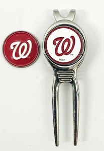 MLB Golf Divot Repair Tool Silver BeltClip + Ballmark Washington Nationals NEW - Picture 1 of 2