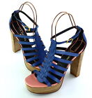 Sandale Gr. 37 Blau Rosa Damen Sommer-Schuhe Pumps Freizeitschuhe Neu