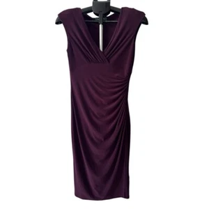 Lauren Ralph Lauren Ruched Sheath Dress - Size 4, Plum Purple, Cocktail Wear - Picture 1 of 5
