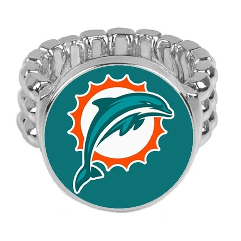 Miami Dolphins Silver Mens Womens Football Ring Fits All Sizes w Gift Pk D2 Cover