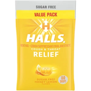 HALLS Relief Honey Lemon Sugar Free Cough Drops, Value Pack, 180 Drops - Picture 1 of 18