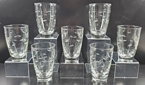 (7) Libbey Windswept 10 Oz Tumblers Set Vintage Clear Floral Cut Glasses MCM Lot - Picture 1 of 24