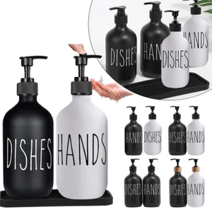 500ML Soap Dispenser Tray Set For Kitchen Bathroom Sink HANDS / DISHES Bottles - Picture 1 of 25