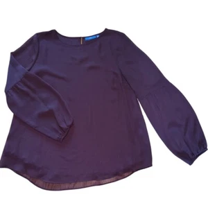 Apt 9 Semi-Sheer Plum Purple Blouse Bishop Sleeve Lined Flowy Top Womens Large - Picture 1 of 7