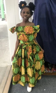 African Clothing ankara print kids/girls 2pcs Set of Long Skirt And Crop Top - Picture 1 of 6