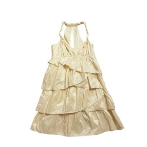 NEW Calypso St Barth Women Juno Pastel Yellow Silk Ruffle Dress XS - Picture 1 of 5