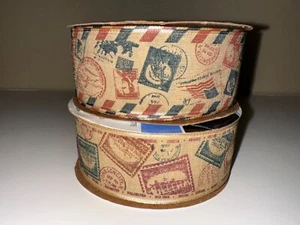 Ribbon Wired Shabby Cottagecore Postal 1 1/2 inches wide 2 Rolls Free Shipping - Picture 1 of 1