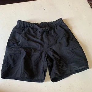 VTG Lands’ End Shorts Mens Small Black Nylon Fishing Mesh Lined Nylon Belted Euc - Picture 1 of 8