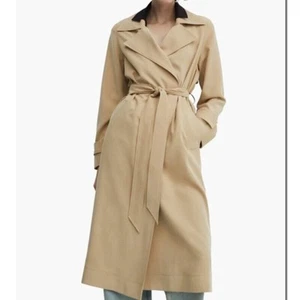 NEW MNG Mango Tie Waist Open Front Trench Coat Water Resistant Women’s XS - Picture 1 of 7