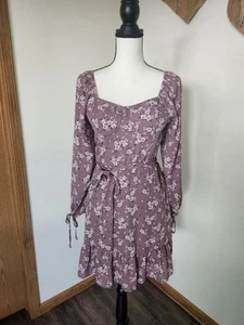 Lily Rose Floral Long Sleeve Ruffle Dress in Mauve - Picture 1 of 6