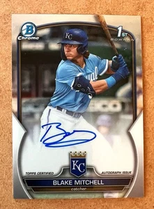 Autógrafo Bowman Draft Chrome 1st Prospect 2023 Blake Mitchell #CDA-BMI (AU, RC) - Imagen 1 de 4