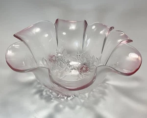 Vintage Mikasa Rosella Rosa Milchglas Schüssel mit gerafftem Rand 11" - Bild 1 von 7