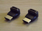 Two 90 Degree Right Angled HDMI Male to Female Adapter Cable Connectors - SWALL1