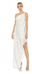 Mac Duggal Size: 14 One Shoulder Draped Asymmetric Dress Faux Wrap New with/Flaw - Picture 1 of 22