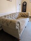 Antique Edwardian/Victorian Chesterfield Sofa 3 Seater fabric