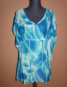 Kai Clothing Ozeanblau Weiß Schwimmen Überziehen Kordelzug Transparent Top Größe XS/S Neu mit Etikett - Bild 1 von 5