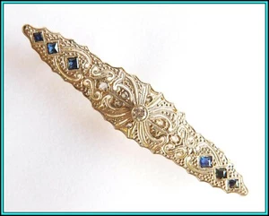 BROCHE ART DECO vintage de oro y platino 18K con diamantes y zafiros - Imagen 1 de 12