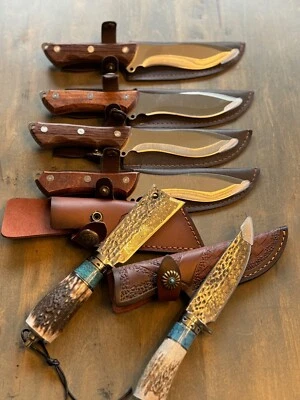 4 FREE knives+Antlers Turquoise Handle Damascus Steel Knife ONE PRICE SALE Foto 1 de 4