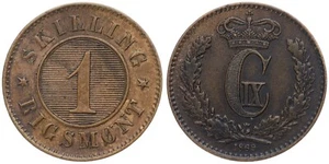 Denmark - Denmark 1 Skilling 1869 - Bronze, 3.97g, Ø 21mm Km#774 - Picture 1 of 1