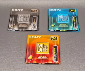 3 PCS SONY Mini Disc Color Collection Green Yellow Black - 74 Minutes NEW SEALED - Picture 1 of 12