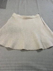 Zara Women's Faux Shearling Wool Flare Mini Skirt Cream Size XS - Picture 1 of 12