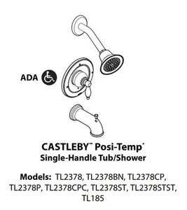 moen tl185 castleby posi-temp Einhand Wannen-/Duschverkleidung - Bild 1 von 3