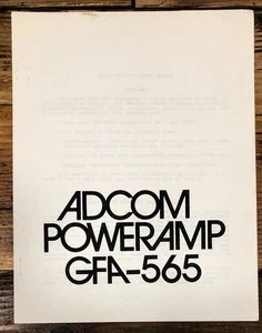 Adcom GFA-565 Amplifier Owners / User Manual *Original* - Picture 1 of 1