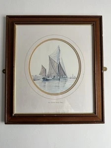 The Thames Barge “May” Square Wooden Frame Art Print England Vessels from 1981 - Picture 1 of 23
