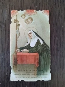 Santa Rita da Cascia, Holy Card fustellata, Tip. Santa Lega Eucaristica, Milano - Foto 1 di 2